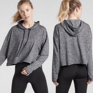 Athleta Uptempo Cropped Gray Lightweight Hoodie - size XS
